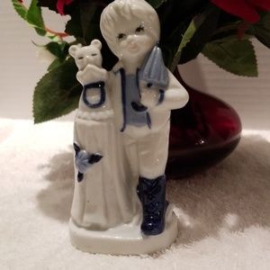 Vintage white and blue porcelain figure